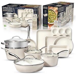 Hammered Cookware Set - Cream